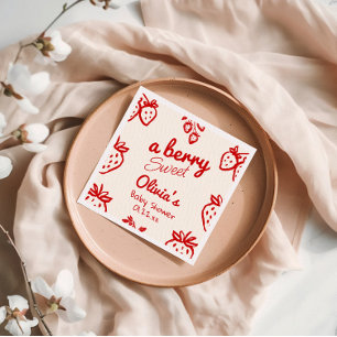 Eine Berry Sweet Hand Drawn Strawberries Baby Dusc Serviette