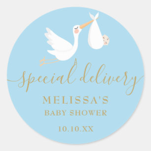 Eine besondere Lieferung Storch Baby Shower/Sprink Runder Aufkleber