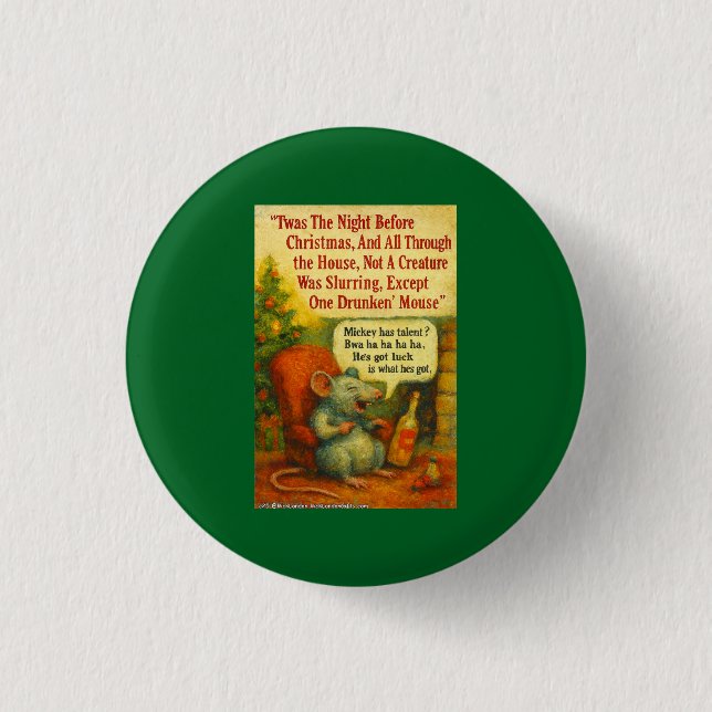 Eine betrunkene Maus – Weihnachtskarte Chaos Button (Vorderseite)