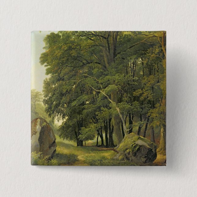 Eine bewaldete Landschaft (Öl auf Papier auf Button (Vorderseite)