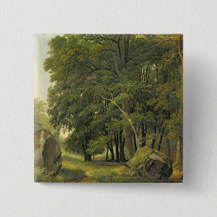 Eine bewaldete Landschaft (Öl auf Papier auf Button