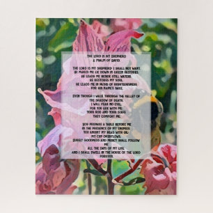 eine Biene in einem Garten mit Psalm 23