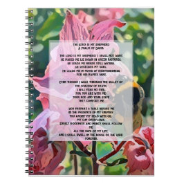 eine Biene in einem Garten mit Psalm 23 Notizblock