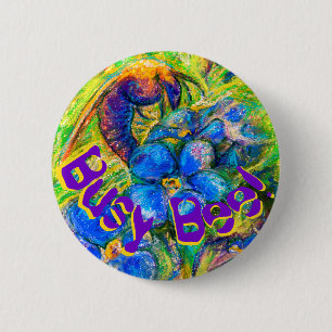 Eine Biene & Vergessen-ich-nicht-Blume und Ihr Tex Button