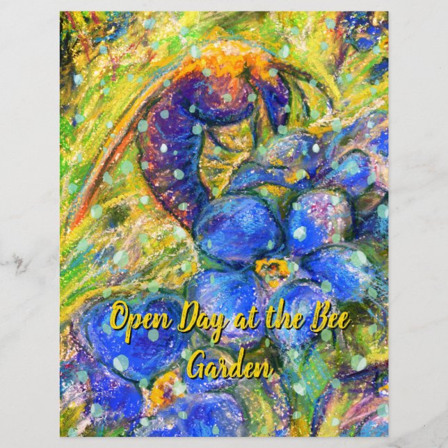 Eine Biene & Vergessen-nicht-Blume im Garten (Vorderseite)