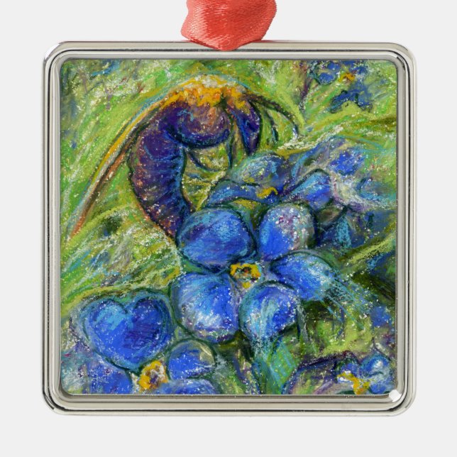 Eine Biene & Vergessen-nicht-Blume Ornament Aus Metall (Vorne)