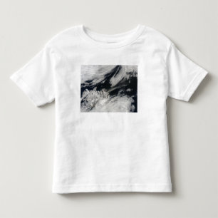 Eine blasse graue Aschenfeder brennt vom Gipfel Kleinkind T-shirt