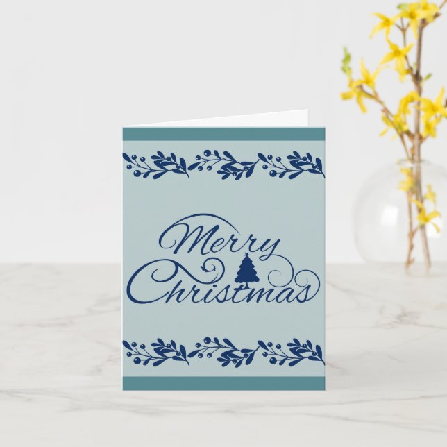 Eine blaue frohe Weihnachtskarte Karte (Gelbe Blume)