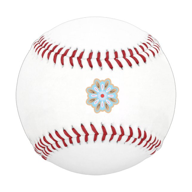 eine blaue und braune Blume mit roter Mitte Baseball (Vorderseite)