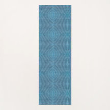 Eine blaue Yogamatte mit einem dezenten geometrisc