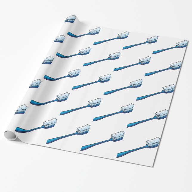 Eine blaue Zahnbürste Geschenkpapier (Ungerollt)