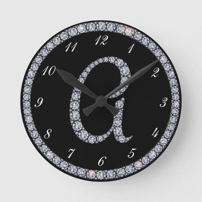 Eine bling Ringuhr des Monogramms Runde Wanduhr (Vorderseite)