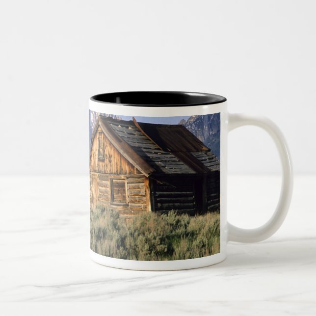 Eine Blockhütte und das Sawzahngebirge in Zweifarbige Tasse (Rechts)