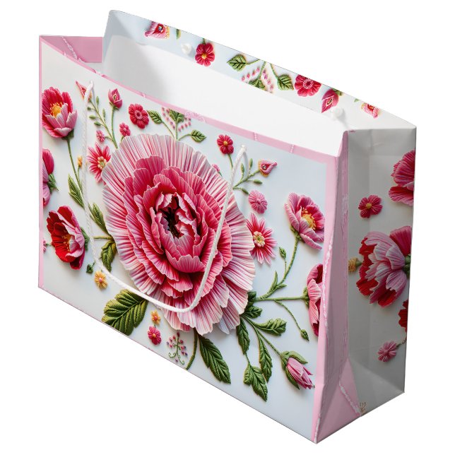 Eine blühende neue Liebe des Lebens erblüht gerade Große Geschenktüte (Vorderseite Schrägansicht)