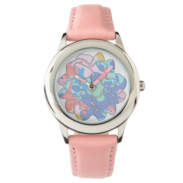 Eine Blume aus Farbflecken Armbanduhr (Vorderseite)