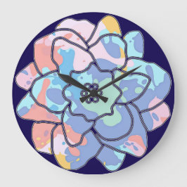 Eine Blume aus Farbflecken Große Wanduhr