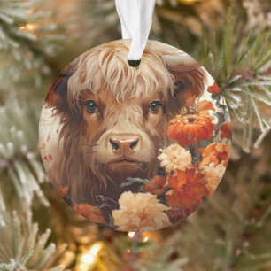 Eine Blumen-Hochlandkuh-Serie Design 1 Ornament
