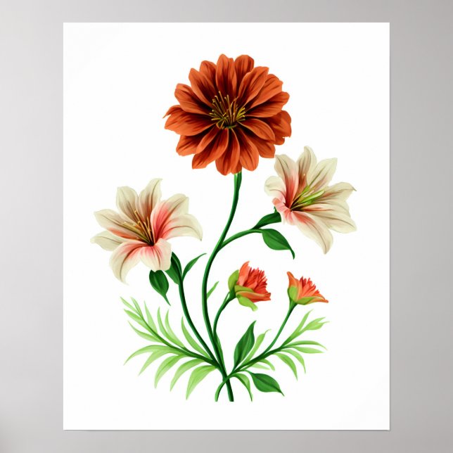 Eine blumengeschmückte Symphonie, farbenfrohe Blum Poster (Vorne)