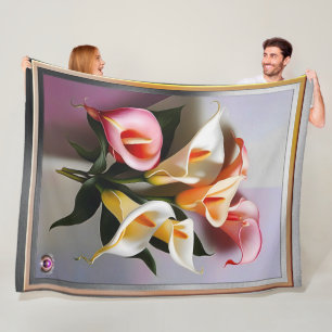Eine Blüte von Calla Lilies in Pastellfarben Fleecedecke