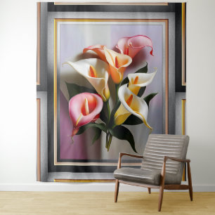 Eine Blüte von Calla Lilies in Pastellfarben Wandteppich