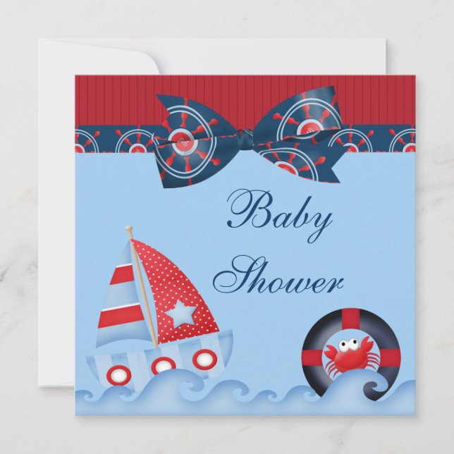 Eine Boys Sea Life Babydusche Einladung (Vorderseite)