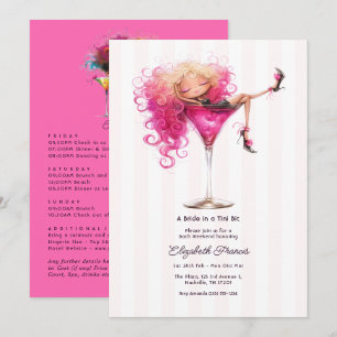 Eine Braut bei einem winzigen rosa Martini-Jungges Einladung