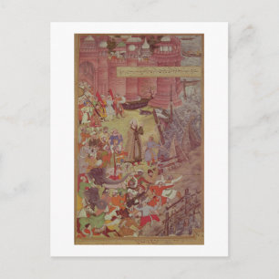 Eine Brücke der Boote, gebrochen von Akbar (r.1556 Postkarte
