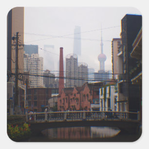 Eine Brücke in Shanghai Quadratischer Aufkleber