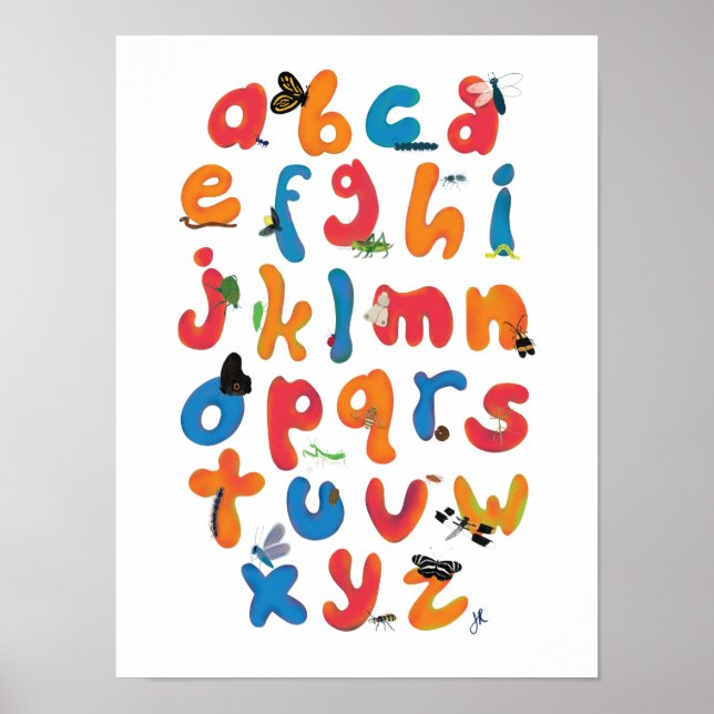 Eine Bug Collection Alphabet Children Wall Art Poster (Vorne)