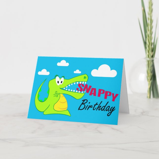 Eine bunte Crocodile Fun Happy Birthday Card Karte (Vorderseite)