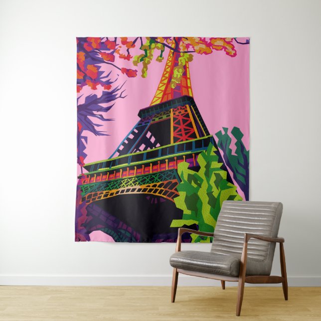 Eine bunte Feier zum Eiffelturm Wandteppich (Beispiel)