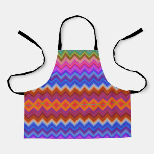Eine bunte Schürze mit einem Zickzack-Muster in le