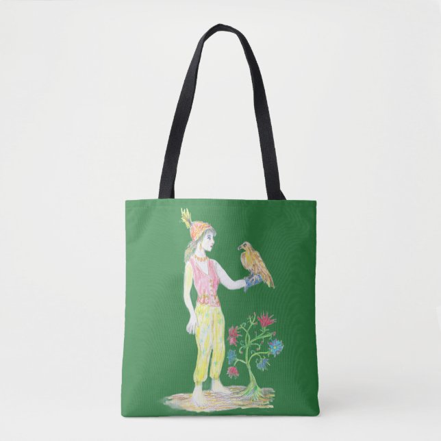 Eine Buntstiftzeichnung einer Frau Tasche (Vorderseite)