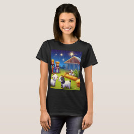eine Cartoon-Illustration einer Krippe mit T-Shirt