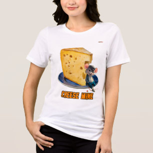 Eine Cartoon-Maus, die sich auf einem Käsespiel ge Tri-Blend Shirt