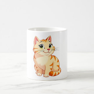 eine Cartoon-Orangekatze mit getigertem Fell Kaffeetasse