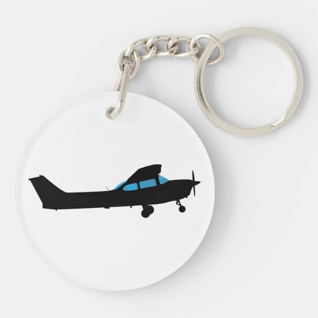Eine Cessna in Silhouette Schlüsselanhänger (Rückseite)