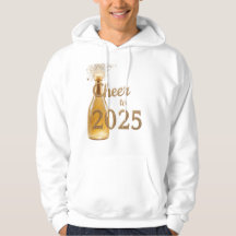 Eine Champagnerflasche mit Cheers bis 2025