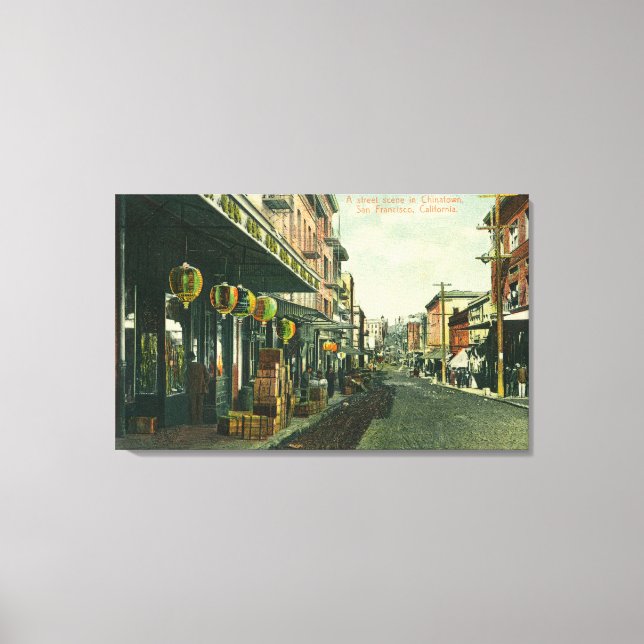 Eine Chinatown Street-Szene Leinwanddruck (Vorderseite)