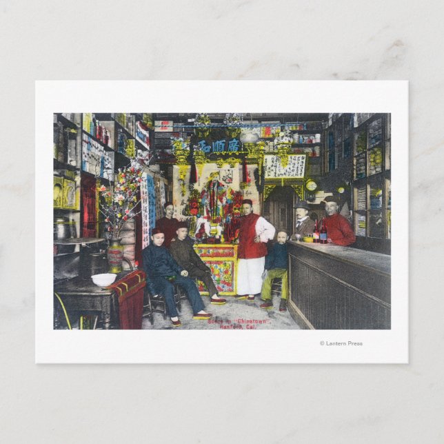 Eine Chinatown SzeneHanford, CA Postkarte (Vorderseite)