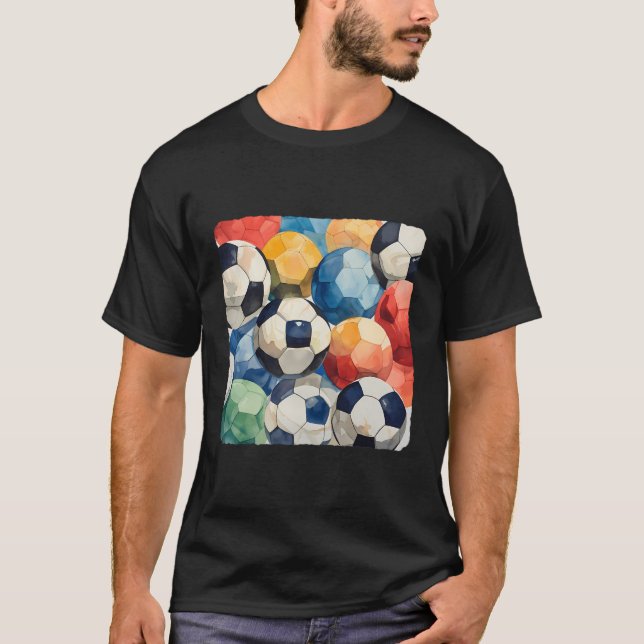Eine Collage verschiedener Fußballbälle T-Shirt (Vorderseite)