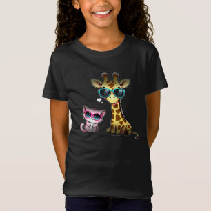Eine coole Giraffe und eine Katze mit Sonnenbrille T-Shirt