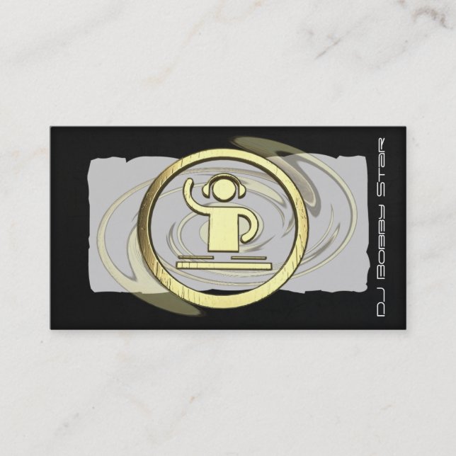 Eine coole Gold-3D DJ-Logogeschäftskarte Visitenkarte (Vorderseite)