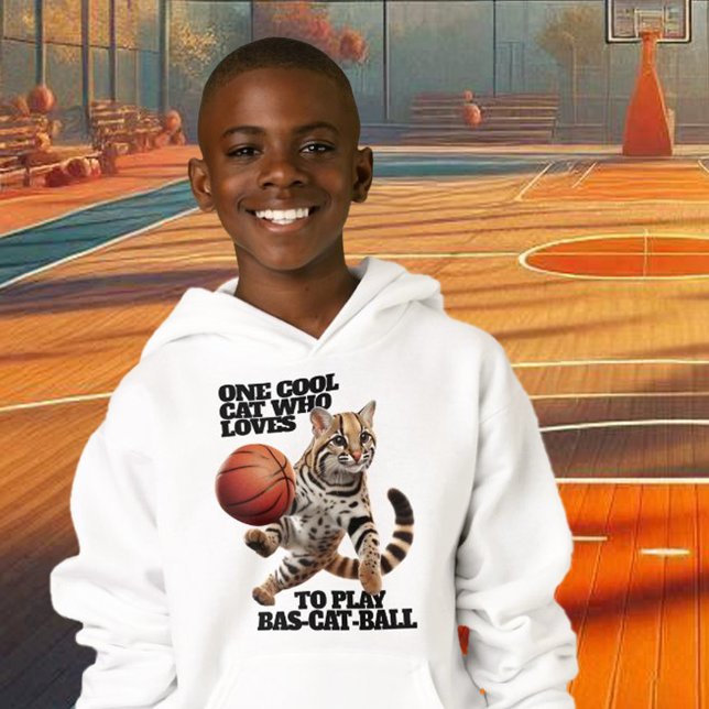 Eine Coole Katze, die Lieben hat, Bas-Cat-Ball zu  Hoodie (One Cool Cat Who Loves to Play Bas-cat-Ball Hoodie Cover Photo)