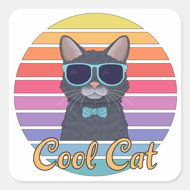 Eine Coole Katze Quadratischer Aufkleber (Vorderseite)