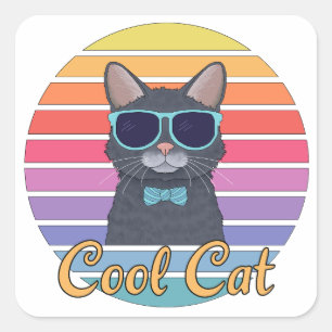 Eine coole Katze Quadratischer Aufkleber