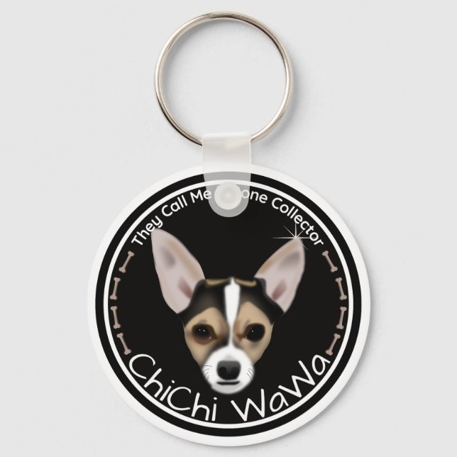 Eine Coole Original Chihuahua Black & Brown Grafik Schlüsselanhänger (Vorderseite)