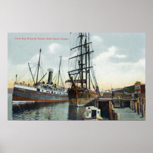 Eine coos Bay Shipping Szene am Dock Poster
