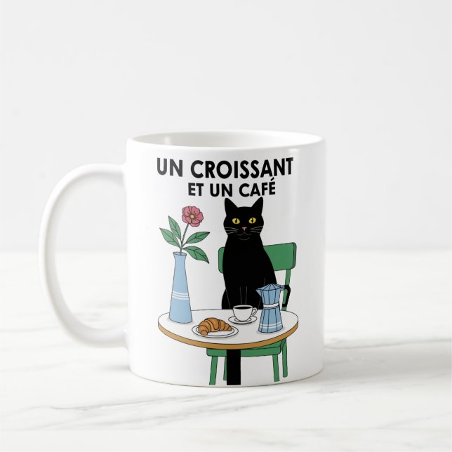 Eine Croissant-Katze  Kaffeetasse (Links)