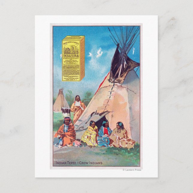 Eine Crow Indian Tepee, Maizena Product Ad Postkarte (Vorderseite)